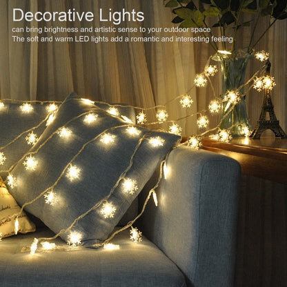 LED Snowflake Light String 20LED Battery Operated LED String Lights for Holiday Xmas Indoor Outdoor Party V1294-YM0523-3119210243811