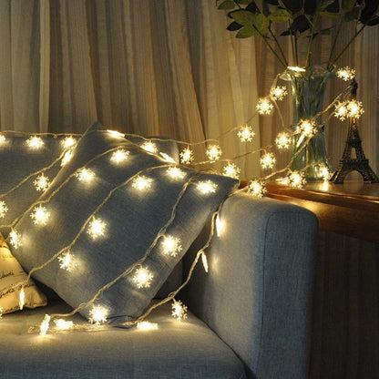 LED Snowflake Light String 20LED Battery Operated LED String Lights for Holiday Xmas Indoor Outdoor Party V1294-YM0523-3119210243811