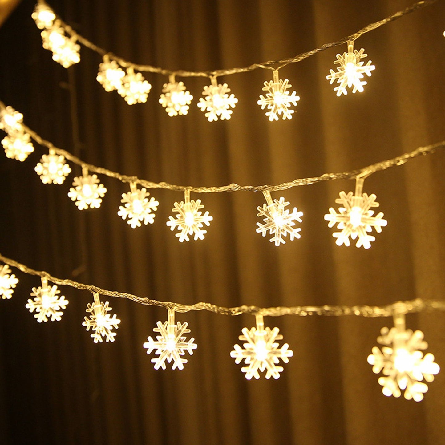 LED Snowflake Light String 20LED Battery Operated LED String Lights for Holiday Xmas Indoor Outdoor Party V1294-YM0523-3119210243811