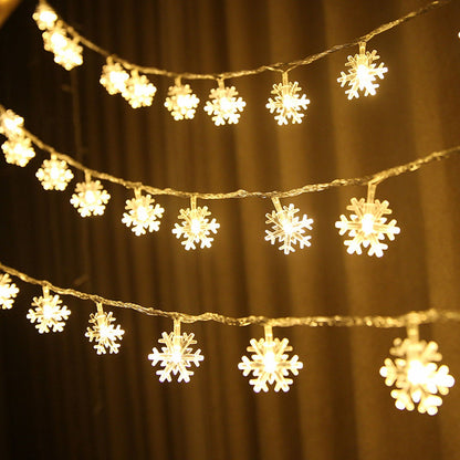 LED Snowflake Light String 20LED Battery Operated LED String Lights for Holiday Xmas Indoor Outdoor Party V1294-YM0523-3119210243811