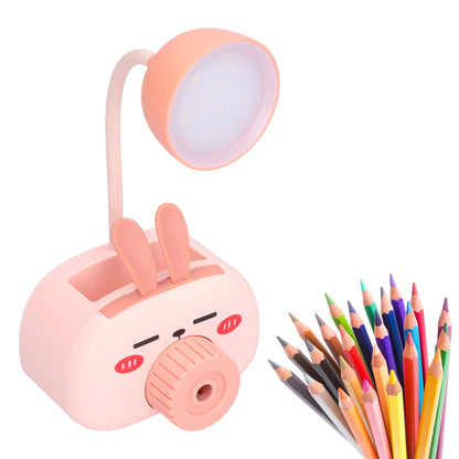 LED Folding Desk Lamp Cartoon Animal Multifunction Table Lamp Pen Holder Pencil Sharpener for Home OfficePink V1294-YM0523-3119210244313