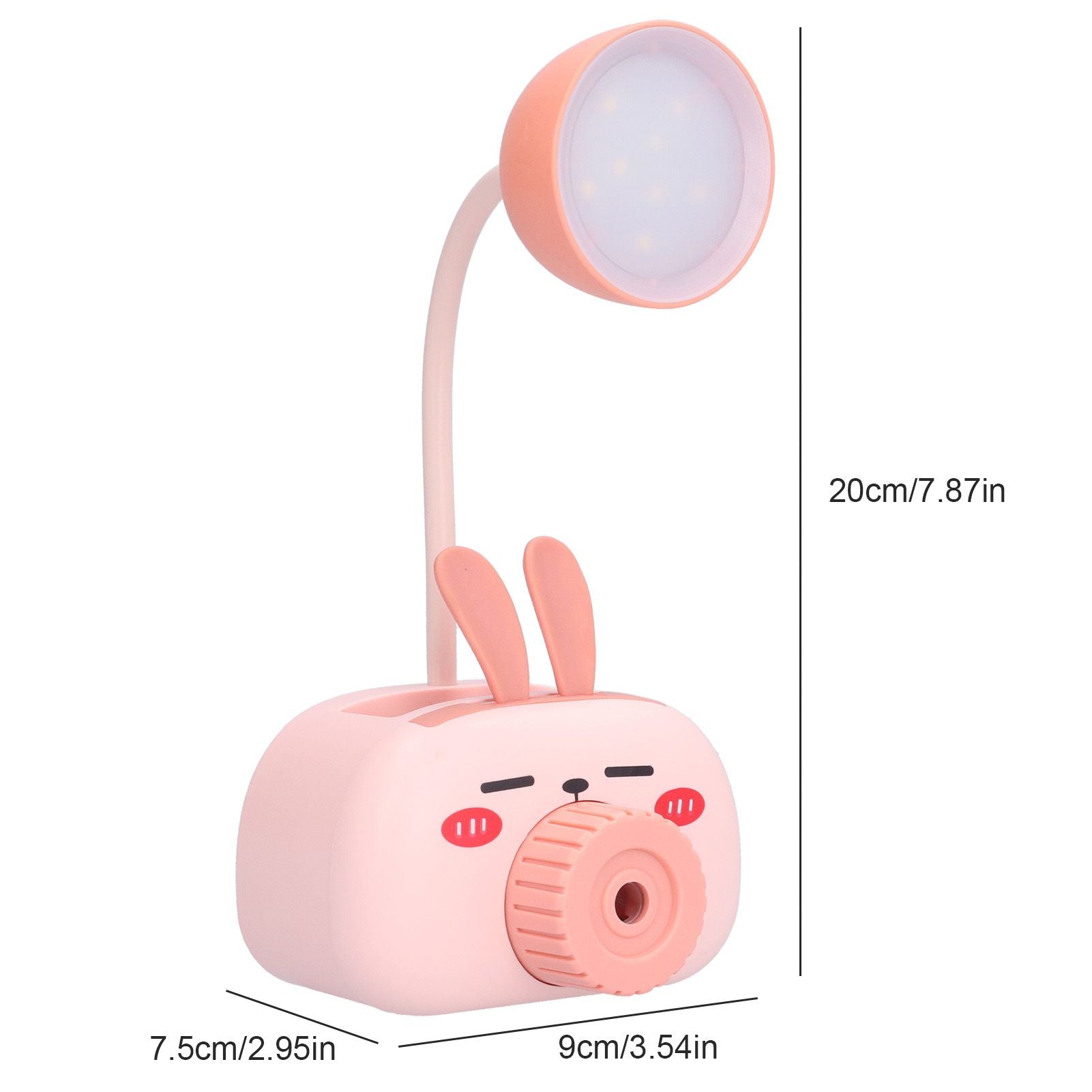 LED Folding Desk Lamp Cartoon Animal Multifunction Table Lamp Pen Holder Pencil Sharpener for Home OfficePink V1294-YM0523-3119210244313