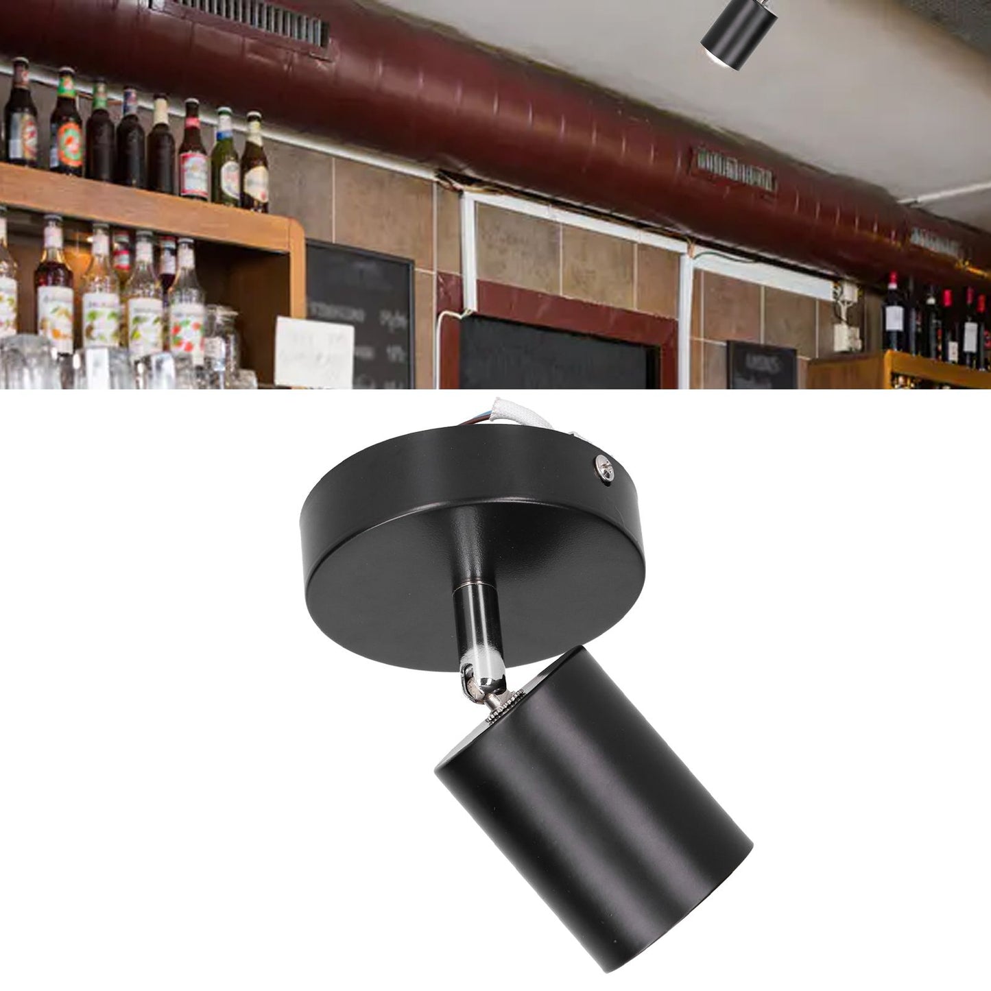 GU10 Spotlight Base Single Head Wrought Iron Adjustable Track Light Holder for Bedroom Shopping Mall V1294-YM0523-3119210250711