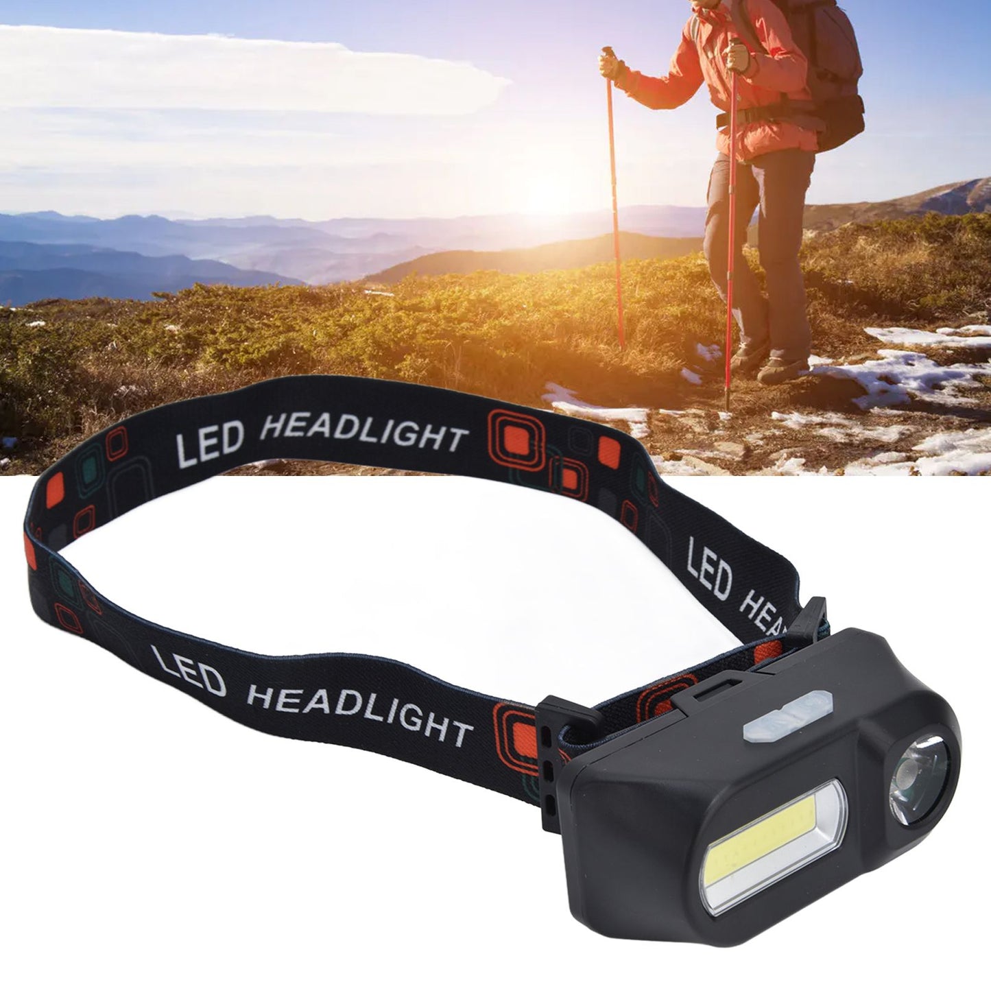 LED Headlamp USB Rechargeable Mini Adjustable Head Flashlight for Camping Hiking Outdoor V1294-YM0523-3119210253111