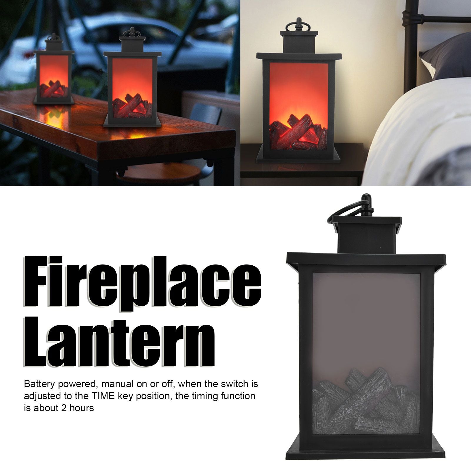 Fireplace Lantern LED Portable Hanging Handle Simulation Decoration Survival Kit Warm Light V1294-YM0523-3119210254711