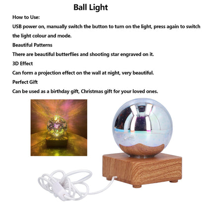 LED Night Light USB Interface Glass Ball Projection Lamp RGB Table Decoration for Home V1294-YM0523-3119210256011