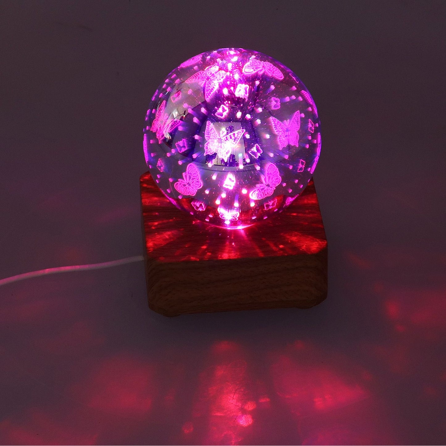 LED Night Light USB Interface Glass Ball Projection Lamp RGB Table Decoration for Home V1294-YM0523-3119210256011