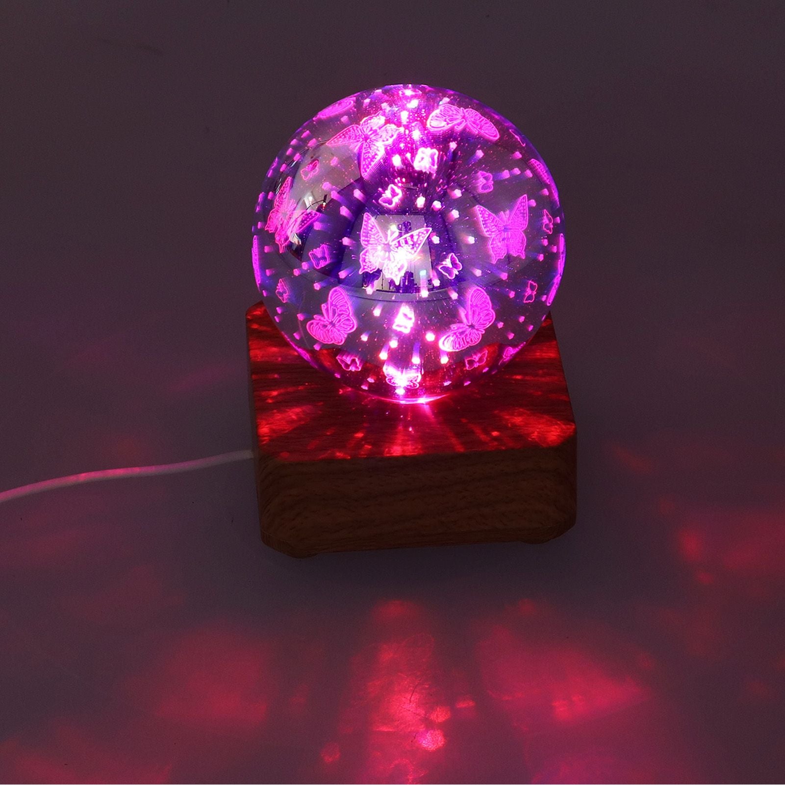 LED Night Light USB Interface Glass Ball Projection Lamp RGB Table Decoration for Home V1294-YM0523-3119210256011