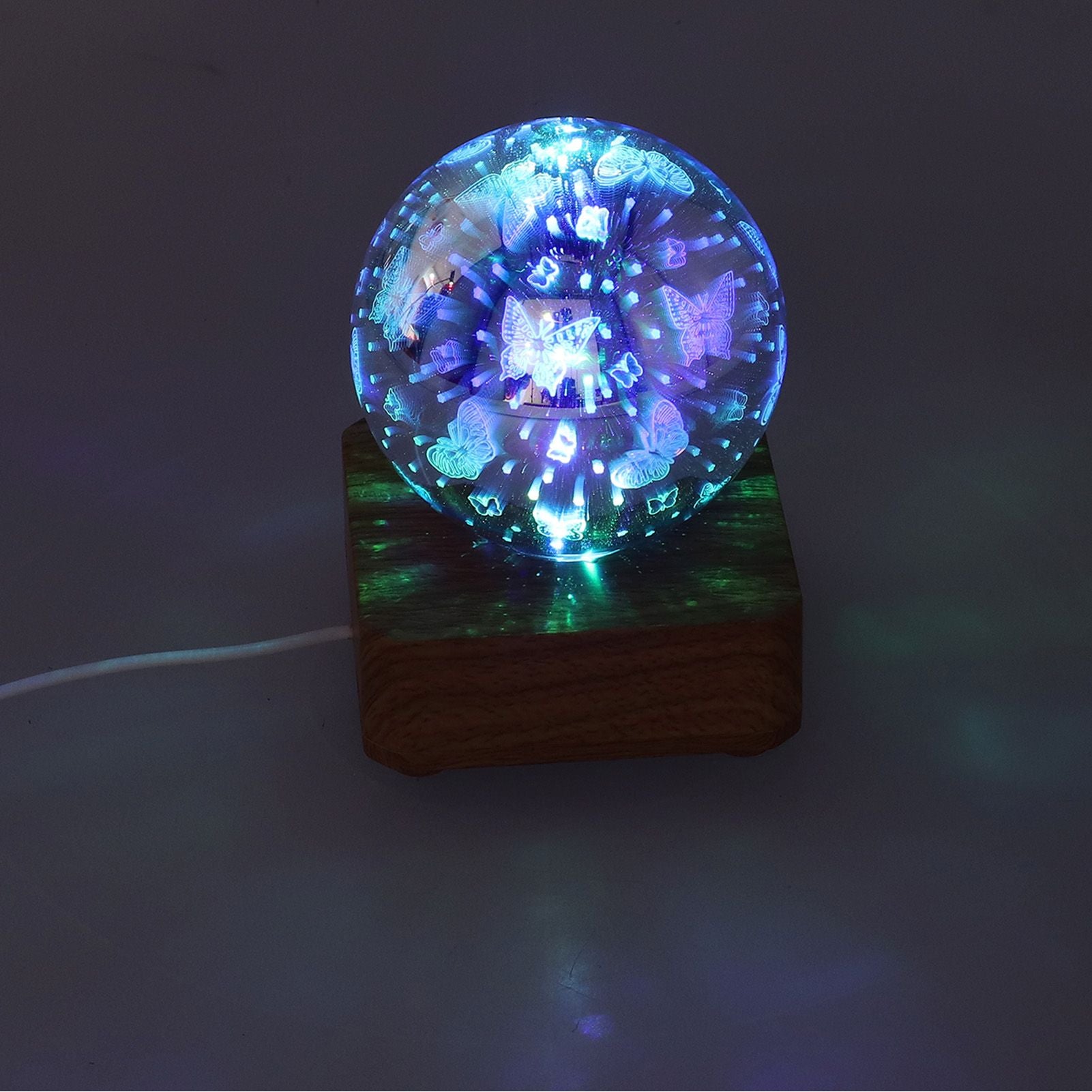 LED Night Light USB Interface Glass Ball Projection Lamp RGB Table Decoration for Home V1294-YM0523-3119210256011