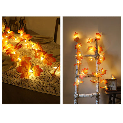 Maple Leaves String Lights LED Fall Lighted Garland Thanksgiving Decorations 9.8ft Warm Light V1294-YM0523-3119210256211