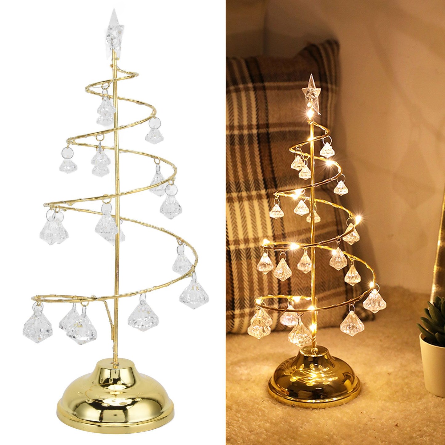 Christmas Tree Crystal Table Light LED Christmas Tree Table Lamp for Bedroom Bathroom Stair Warm Gold V1294-YM0523-3119210256611