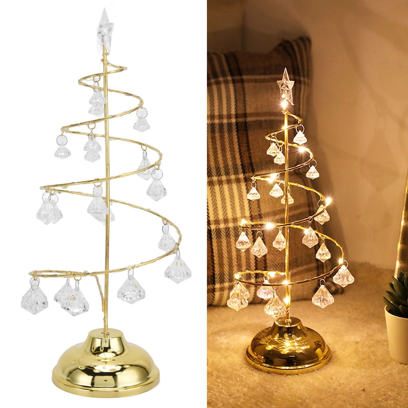 Christmas Tree Crystal Table Light LED Christmas Tree Table Lamp for Bedroom Bathroom Stair Warm Gold V1294-YM0523-3119210256611