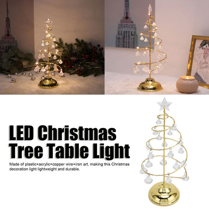 Christmas Tree Crystal Table Light LED Christmas Tree Table Lamp for Bedroom Bathroom Stair Warm Gold V1294-YM0523-3119210256611