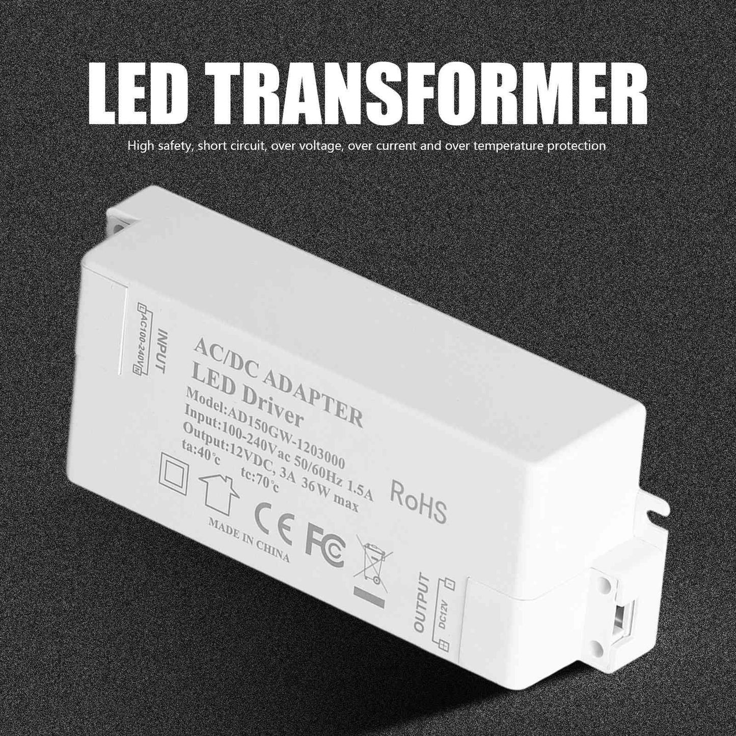 36W LED Driver Input AC100-240V Output DC12V 3A DIY Indoor Lamp Driver Transformer for G4 MR11 MR16 V1294-YM0523-3119210258111
