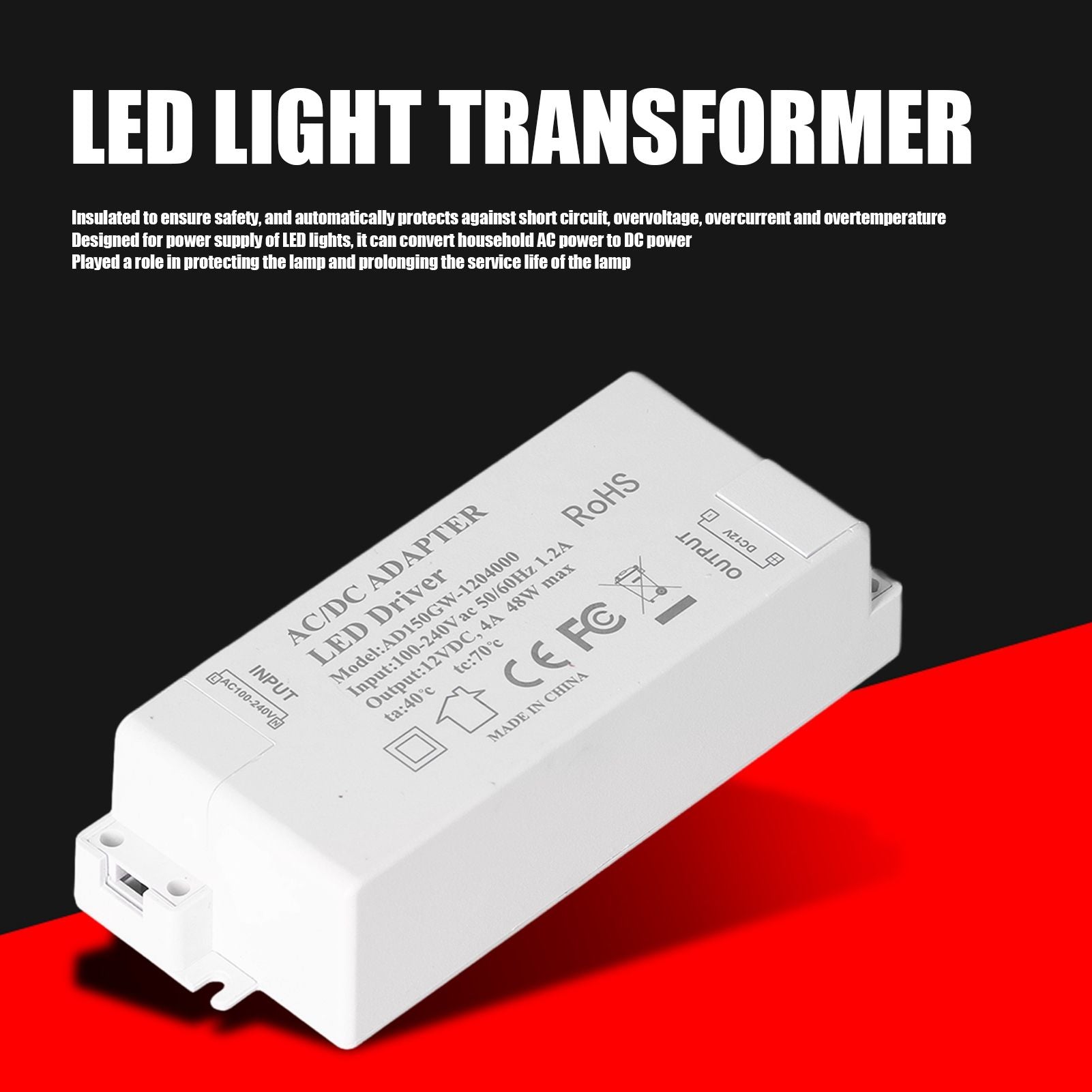 LED Driver DC12V 4A 48W LED Transformer Lamp Power Supply Transformer for Home AC100-240V V1294-YM0523-3119210258211
