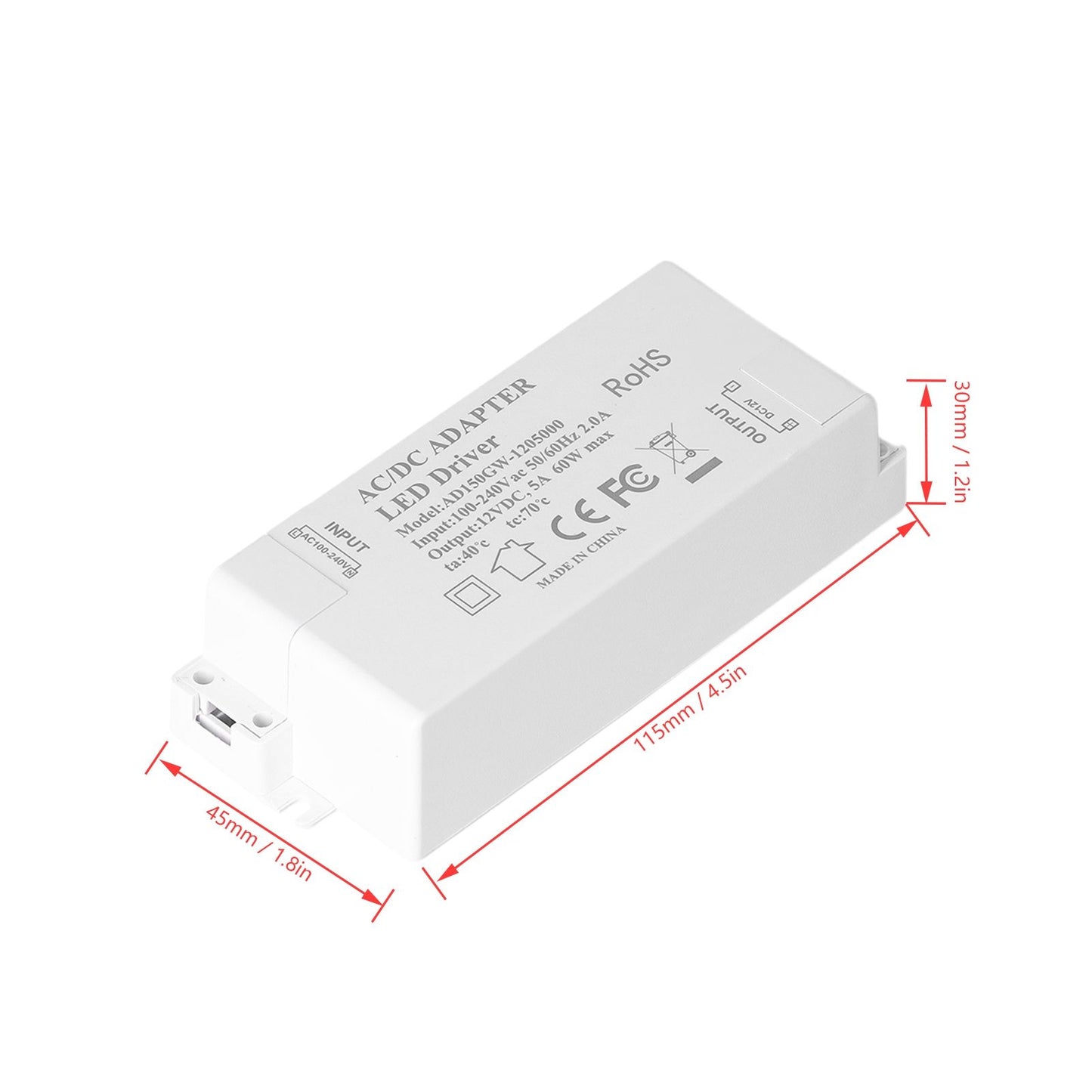 60W LED Driver Transformer Input AC100-240V Output DC12V 5A DIY Lamp Drive Power Supply Accessory V1294-YM0523-3119210258511