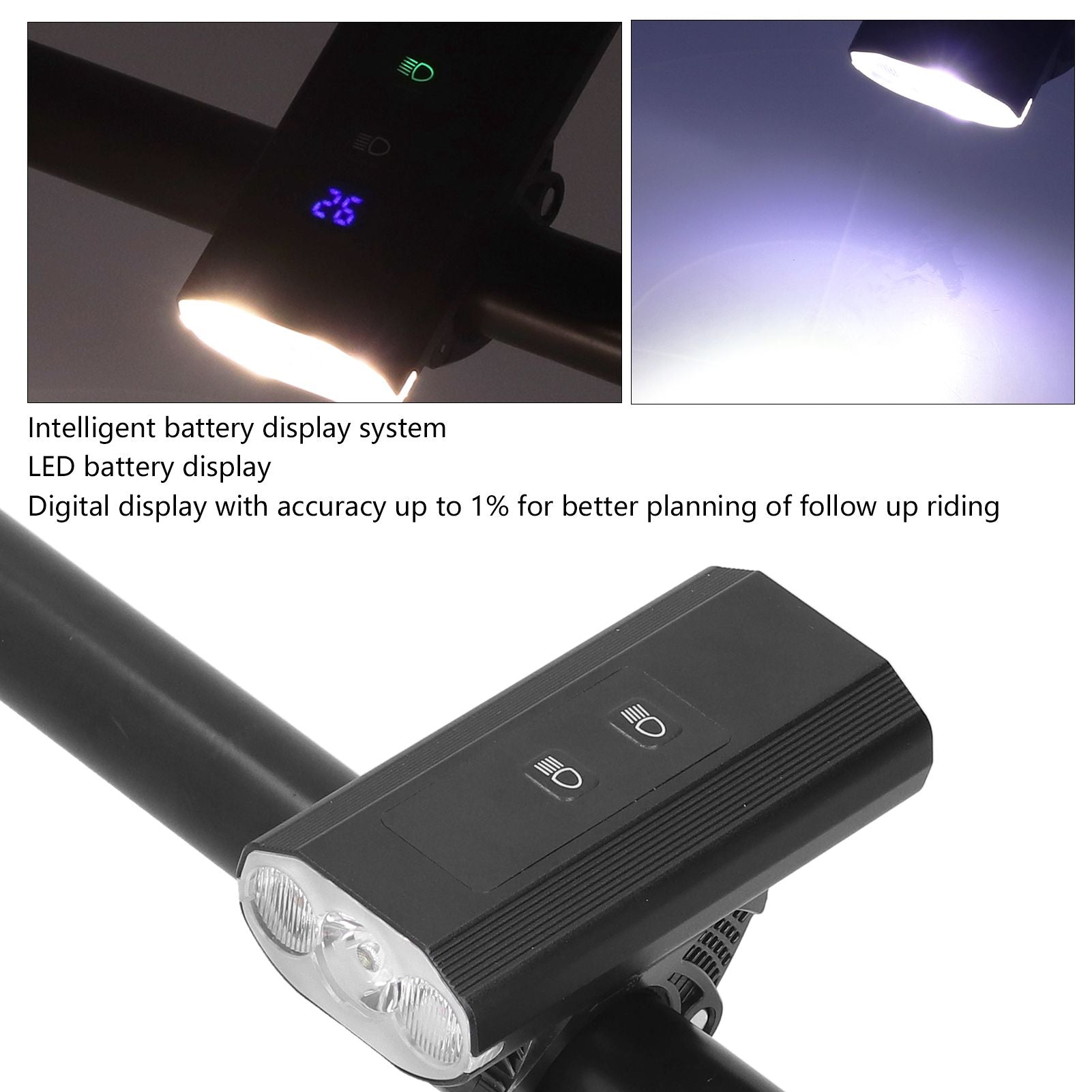 3LED Bike Light Adjustable Waterproof Bicycle Headlight with Battery Display USB Charging for Road Mountain V1294-YM0523-3119210258711