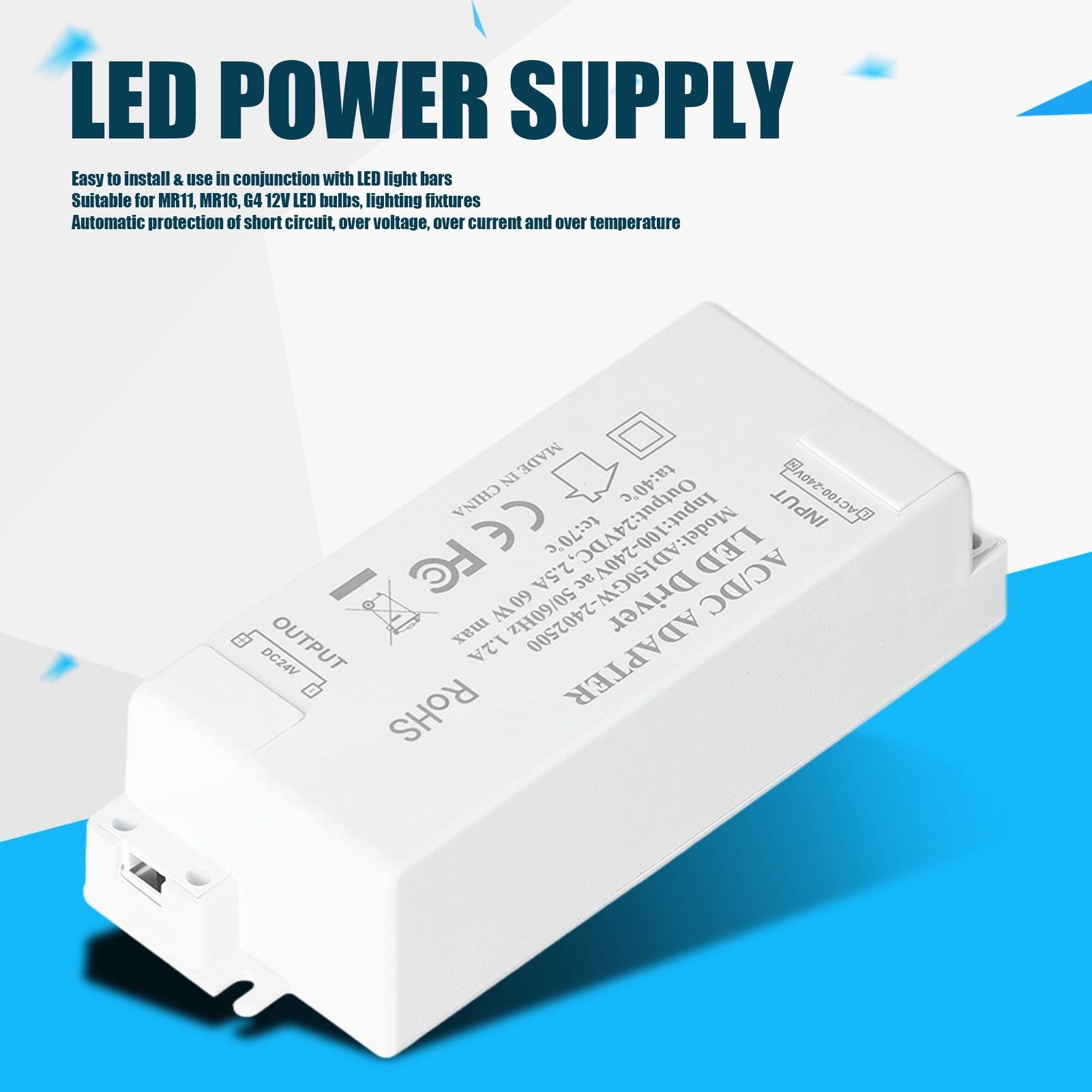LED Driver DC24V 2.5A 60W LED Light Transformer DIY Lamp Driving Power Supply AC100-240V V1294-YM0523-3119210258811