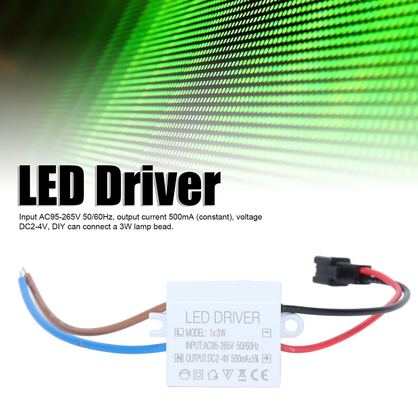 500mA 1X3W LED Driver Power Supply Driver Connector LED Lamp Transformer Input AC95-265V Output 2-4VDC V1294-YM0523-3119210259111