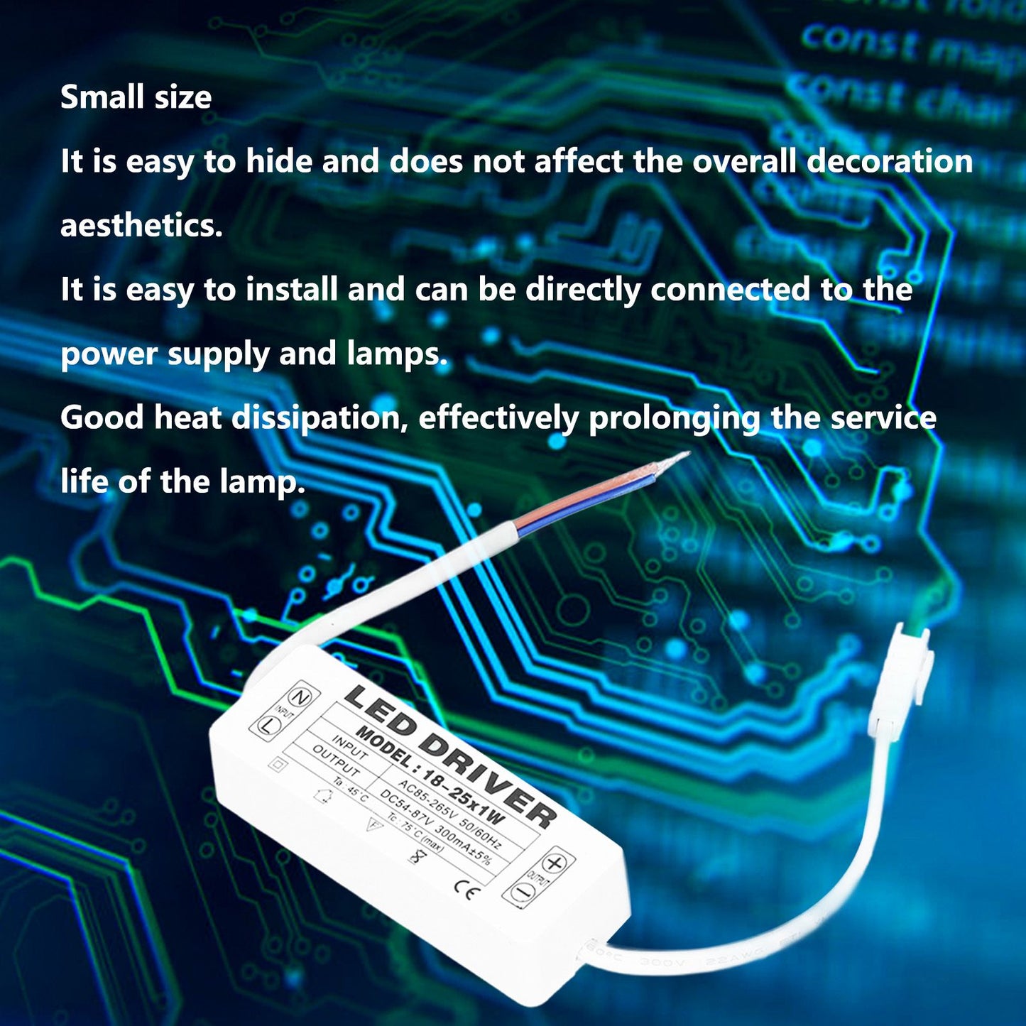 18-25X1W LED Driver Constant Current 300mA Input AC85-265V Output 54-87VDC LED Driver Transformer V1294-YM0523-3119210259711