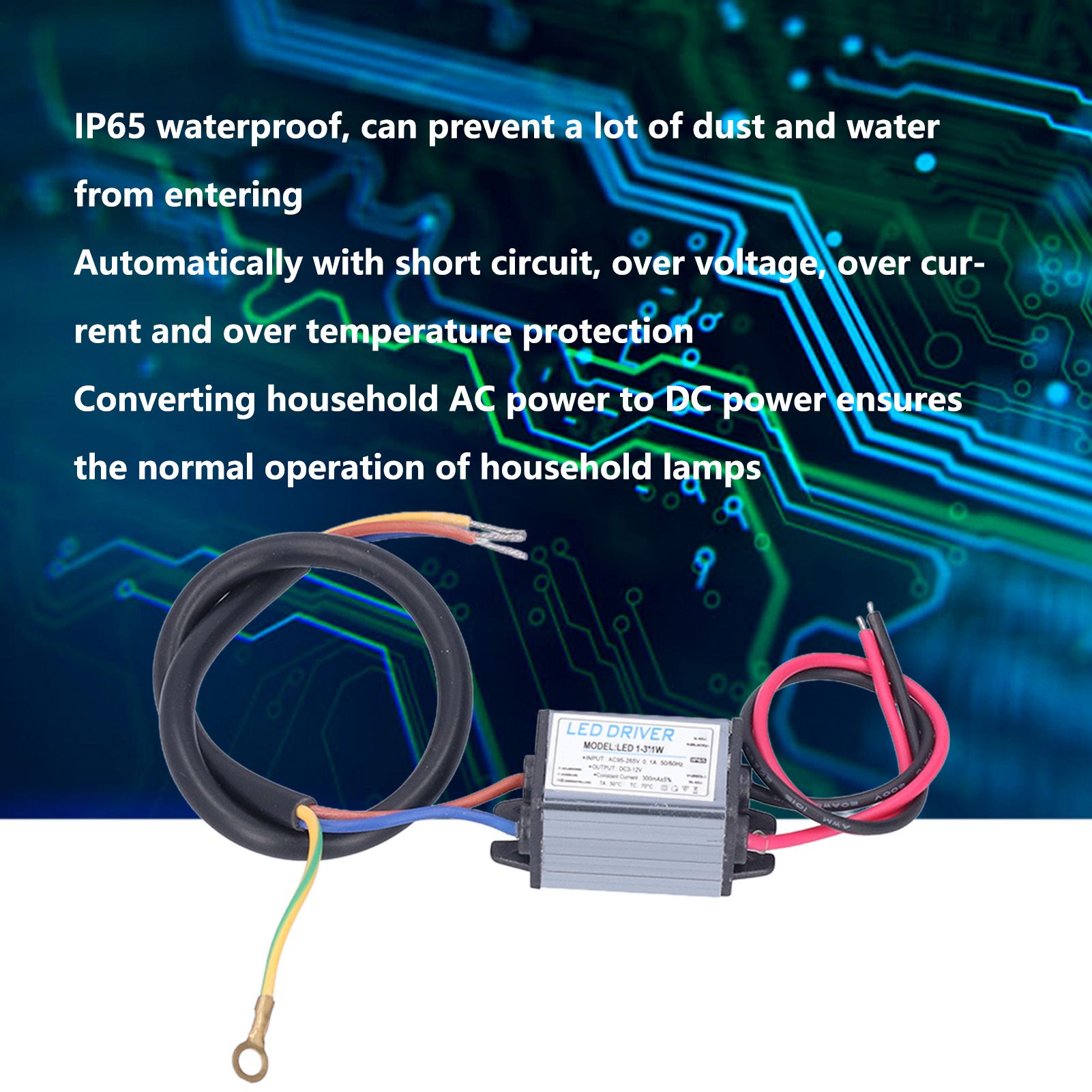 LED Driver DC3-12V 300mA Constant Voltage Lamp Transformer Power Supply Driver AC95-265V V1294-YM0523-3119210260111