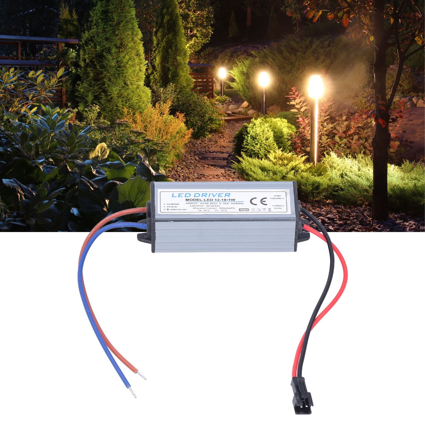 12-18X1W 300mA LED Driver AC95-265V/DC36-63V Waterproof LED Power Driver for LED Light Strips V1294-YM0523-3119210260411