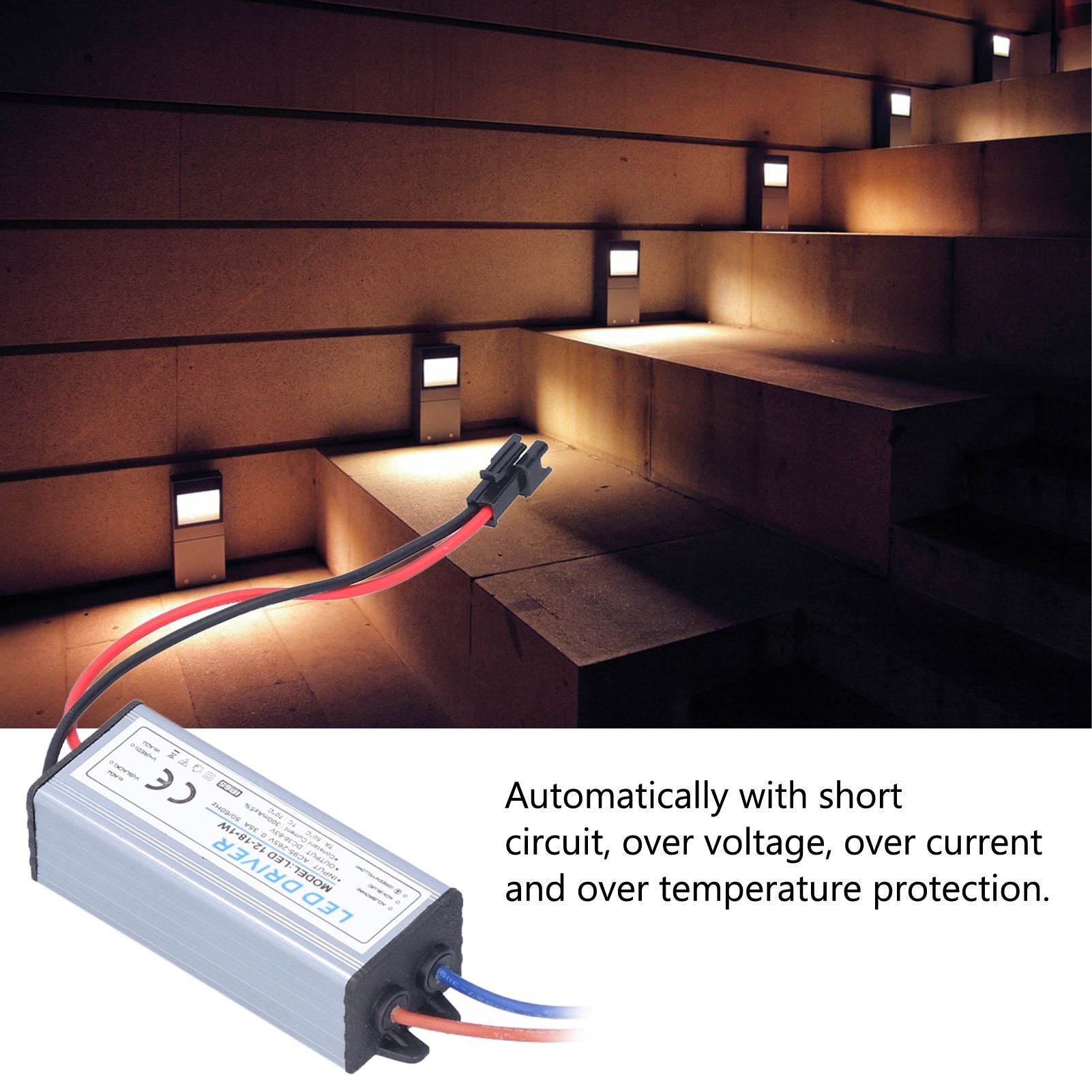 12-18X1W 300mA LED Driver AC95-265V/DC36-63V Waterproof LED Power Driver for LED Light Strips V1294-YM0523-3119210260411