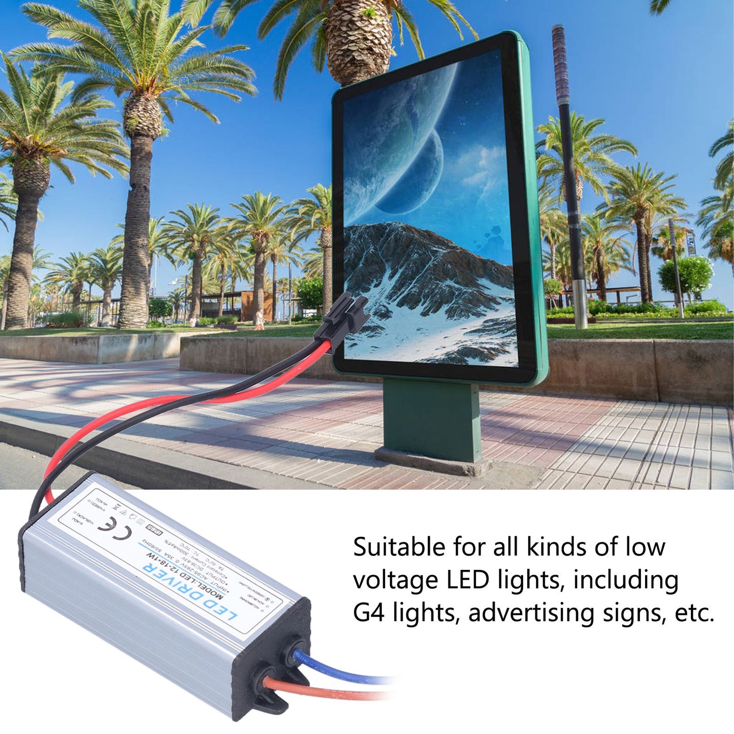 12-18X1W 300mA LED Driver AC95-265V/DC36-63V Waterproof LED Power Driver for LED Light Strips V1294-YM0523-3119210260411