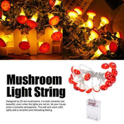 LED Light String 7.2ft 20 Red Muschroom Dedor LED String Light for Christmas Indoor Outdoor Decoration V1294-YM0523-3119210260511