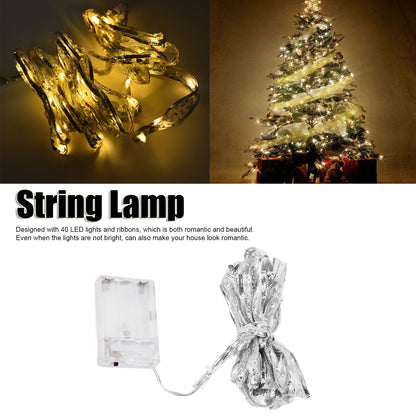 Ribbon String Lights 40LED Decorative Light Strings for Festival Holiday Party Decoration Battery Operated V1294-YM0523-3119210260711