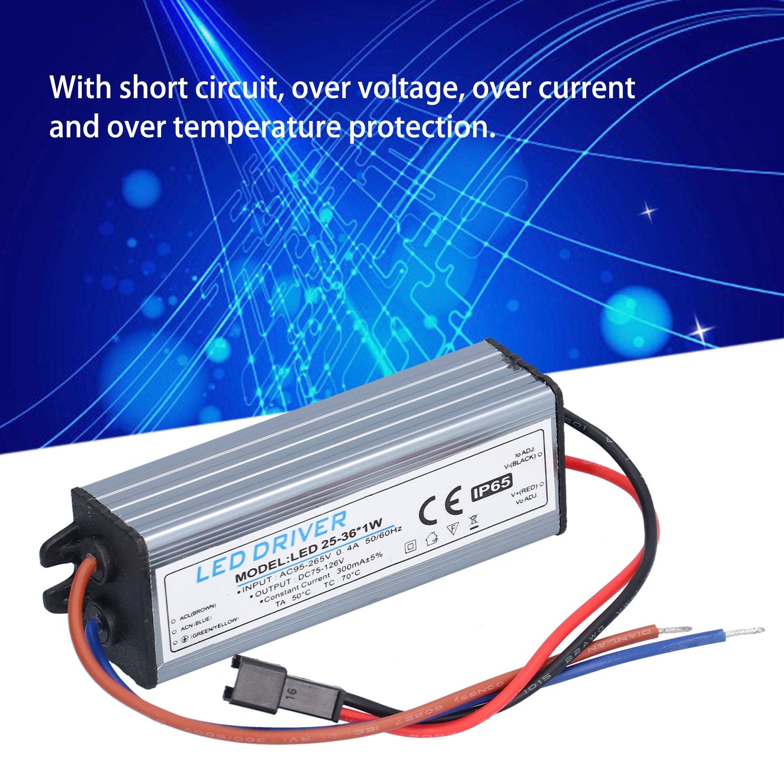 LED Driver Light Transformer DIY Lamp Driving Power Supply AC95-265V DC75-126V 25-36x1W 300mA V1294-YM0523-3119210261011