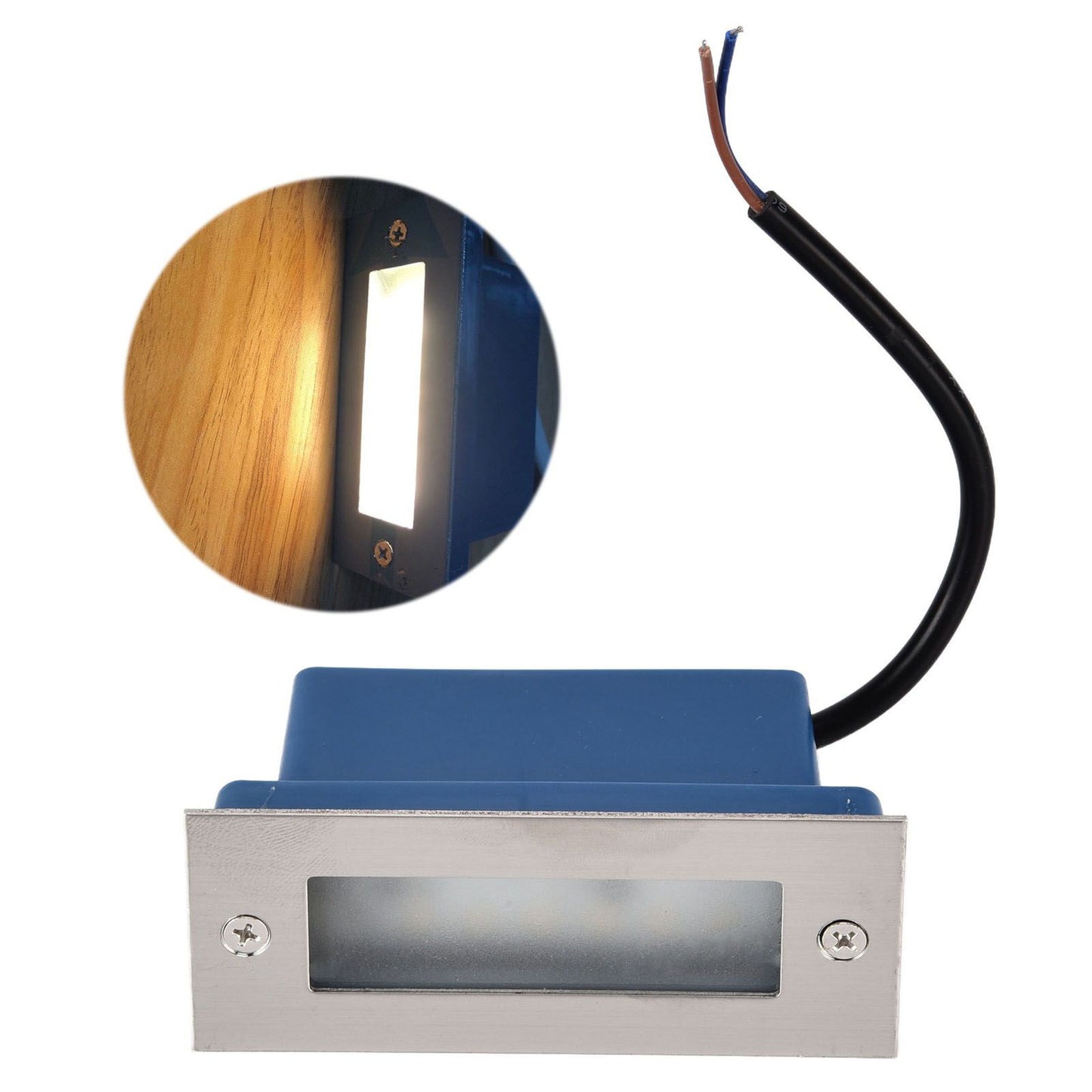 Step Lights Waterproof Stainless Steel Rectangle Landscape Staircase Lights for Indoor Outdoor 110-220V V1294-YM0523-3119210261711