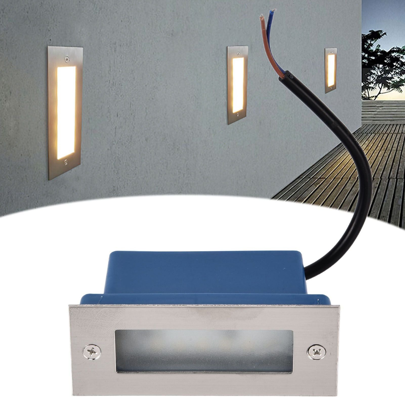 Step Lights Waterproof Stainless Steel Rectangle Landscape Staircase Lights for Indoor Outdoor 110-220V V1294-YM0523-3119210261711