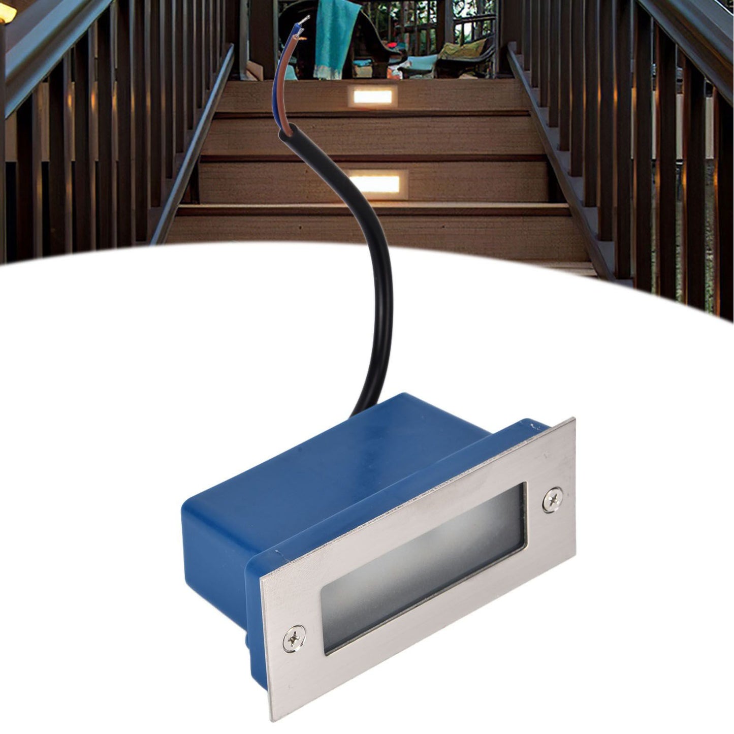 Step Lights Waterproof Stainless Steel Rectangle Landscape Staircase Lights for Indoor Outdoor 110-220V V1294-YM0523-3119210261711