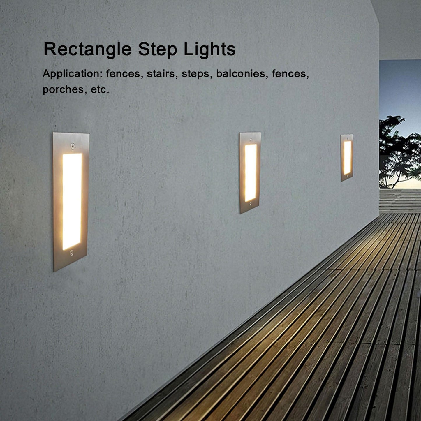 Step Lights Waterproof Stainless Steel Rectangle Landscape Staircase Lights for Indoor Outdoor 110-220V V1294-YM0523-3119210261711