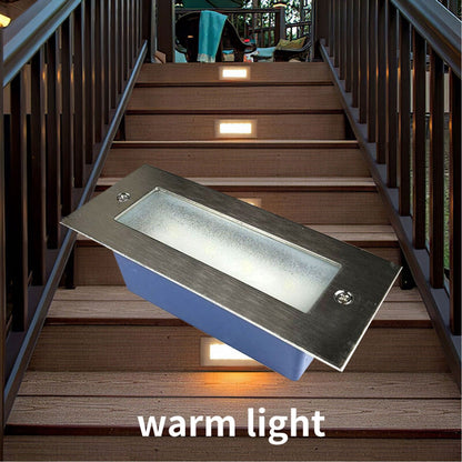 Step Lights Waterproof Stainless Steel Rectangle Landscape Staircase Lights for Indoor Outdoor 110-220V V1294-YM0523-3119210261711