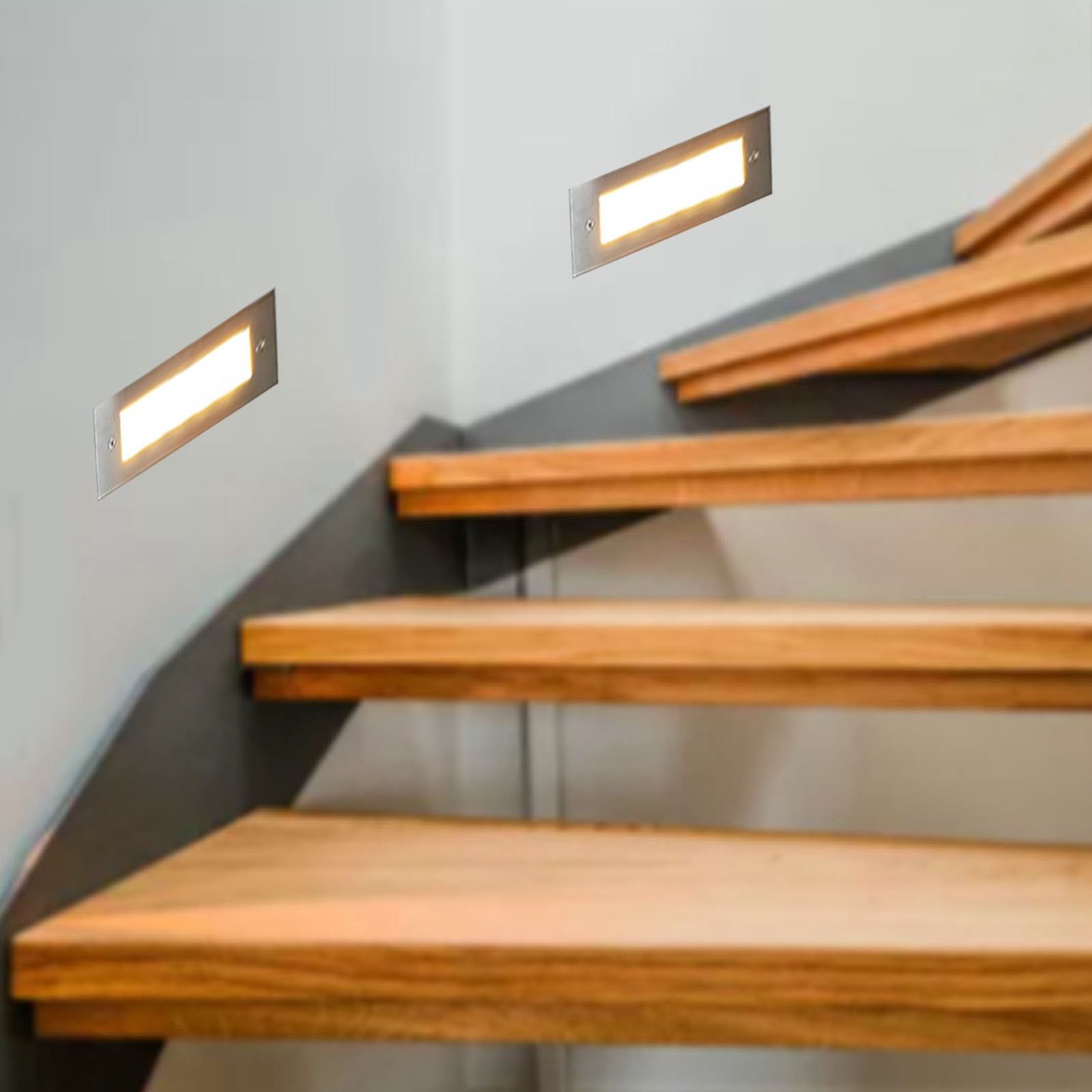Step Lights Waterproof Stainless Steel Rectangle Landscape Staircase Lights for Indoor Outdoor 110-220V V1294-YM0523-3119210261711