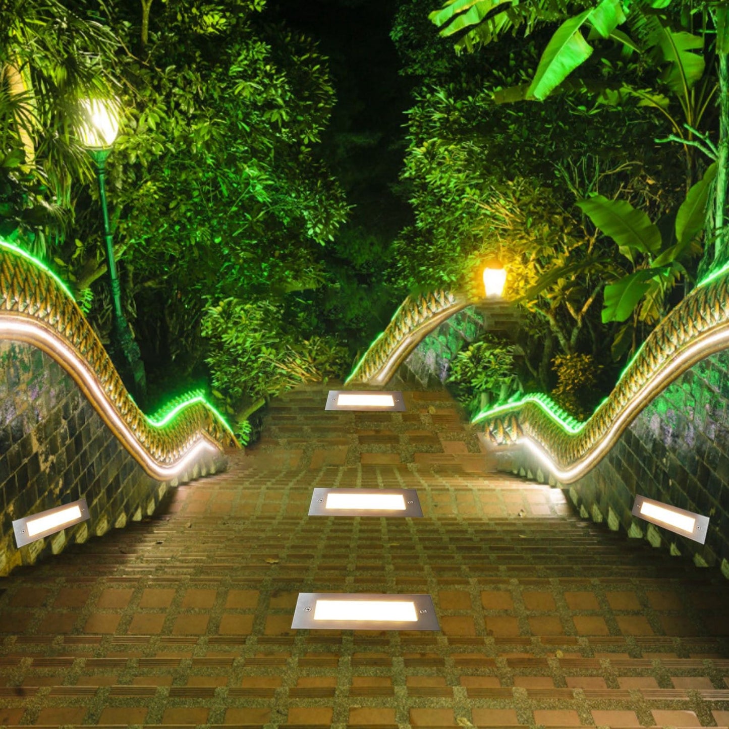 Step Lights Waterproof Stainless Steel Rectangle Landscape Staircase Lights for Indoor Outdoor 110-220V V1294-YM0523-3119210261711