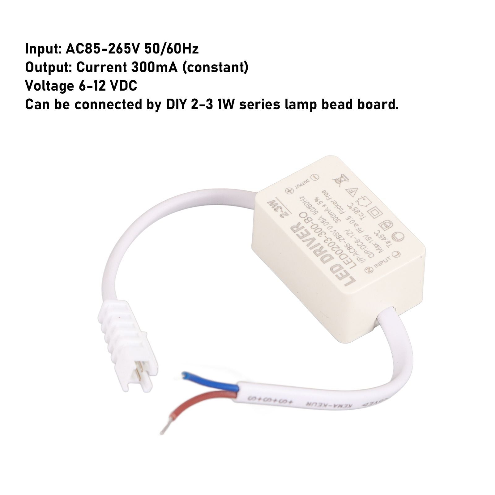 LED Driver Constant Current 300mA High Power AC 85-265V Output 6-12V DC Connector for LED Lamp Products V1294-YM0523-3119210262611