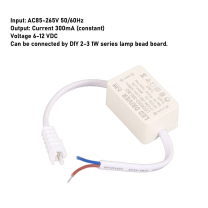 LED Driver Constant Current 300mA High Power AC 85-265V Output 6-12V DC Connector for LED Lamp Products V1294-YM0523-3119210262611