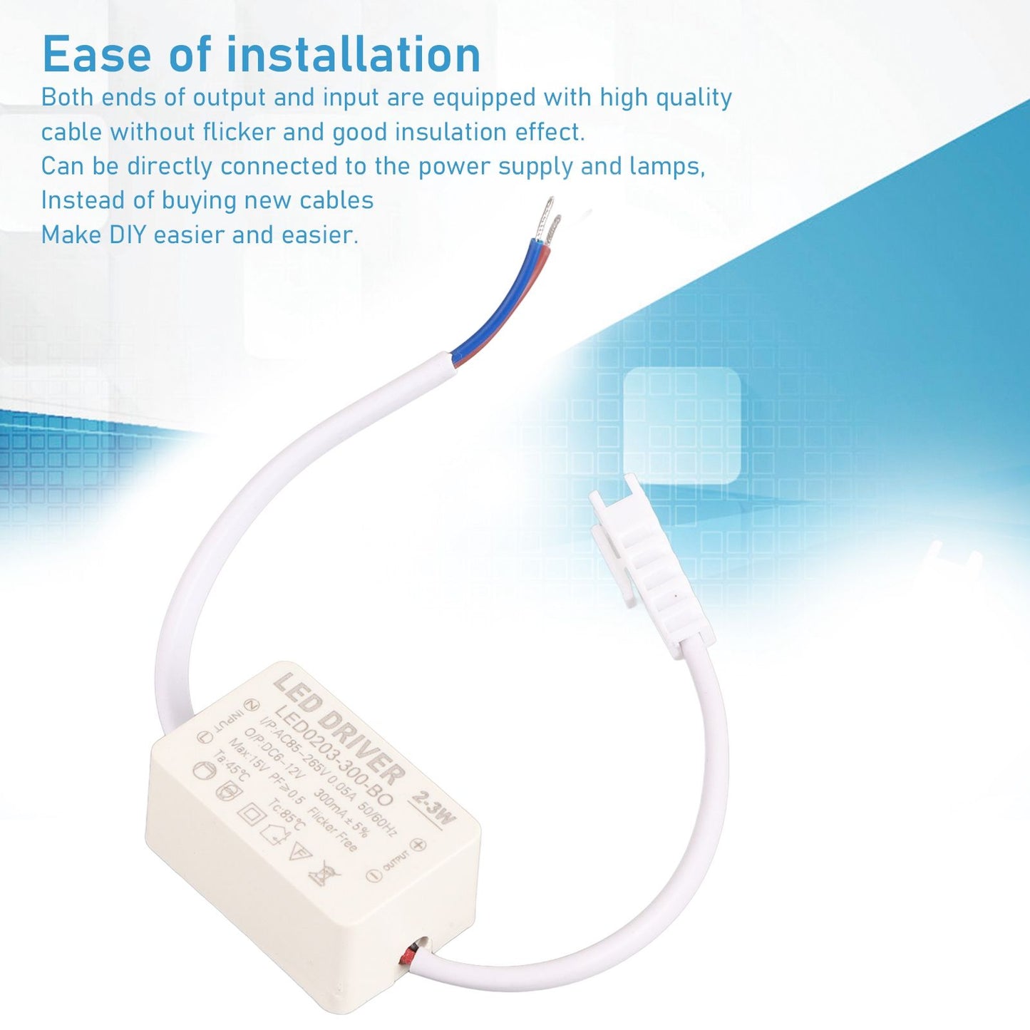LED Driver Constant Current 300mA High Power AC 85-265V Output 6-12V DC Connector for LED Lamp Products V1294-YM0523-3119210262611
