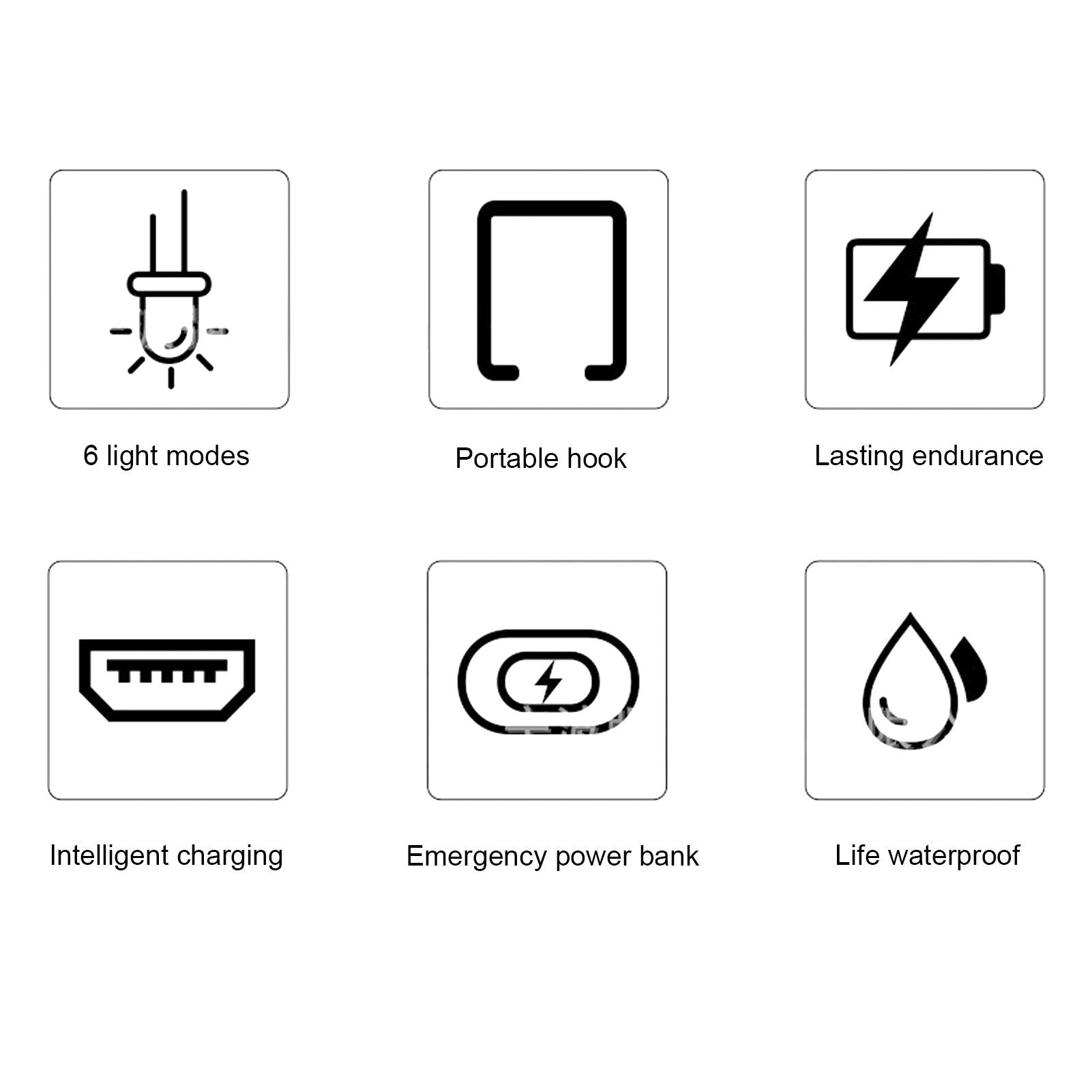 HC-261 Camping Light Multifunctional USB Rechargeable LED Camping Lantern with 6 Lighting Modes for Emergency V1294-YM0523-3119210263311