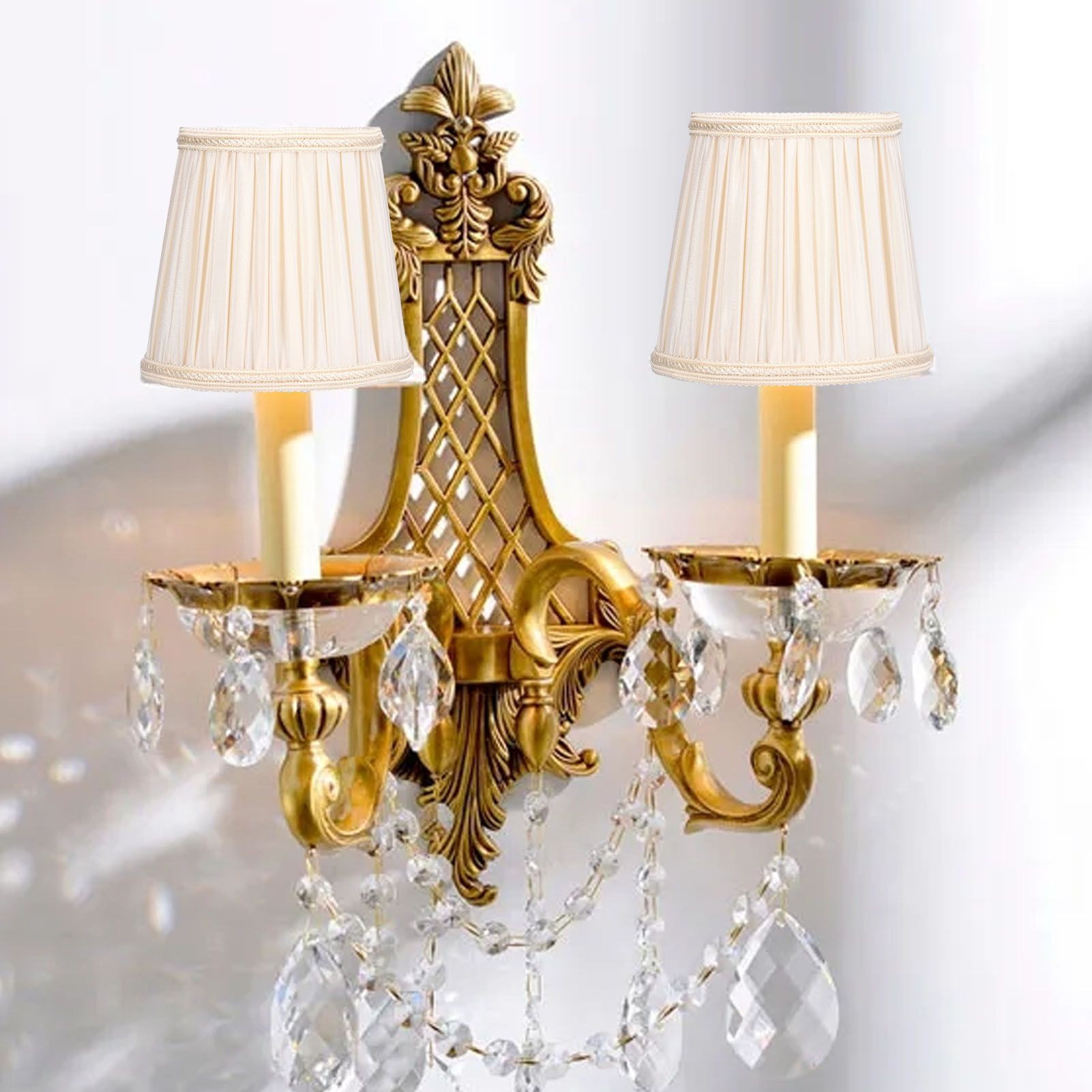 Cloth Lampshade Interventional Modern Decorative Fabric Table Lamp Cover for E14 BulbsApricot V1294-YM0523-3119210265011