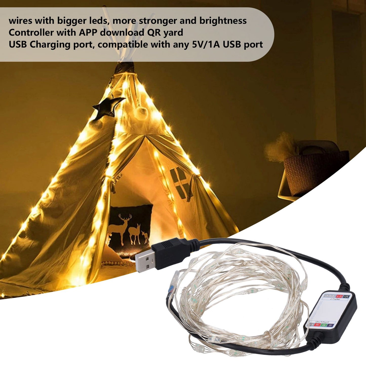 String Lights USB LED Colorful RGB Waterproof Copper Wire Music Light String Christmas Decoration Light5m 50 V1294-YM0523-3119210265211