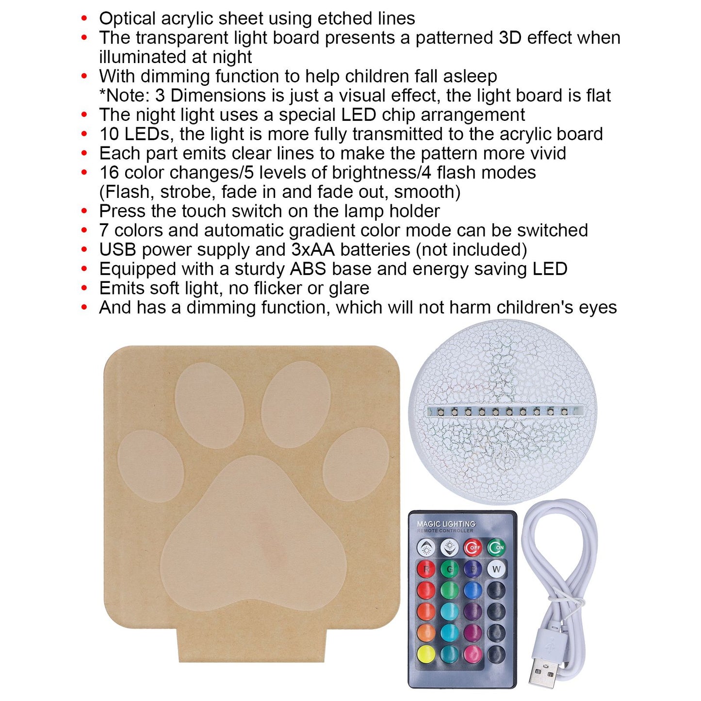 LED Night Light 16 Colors Four Lighting Modes Remote Control 3 Dimensions Little Feet Night Light for Kids V1294-YM0523-3119210265811