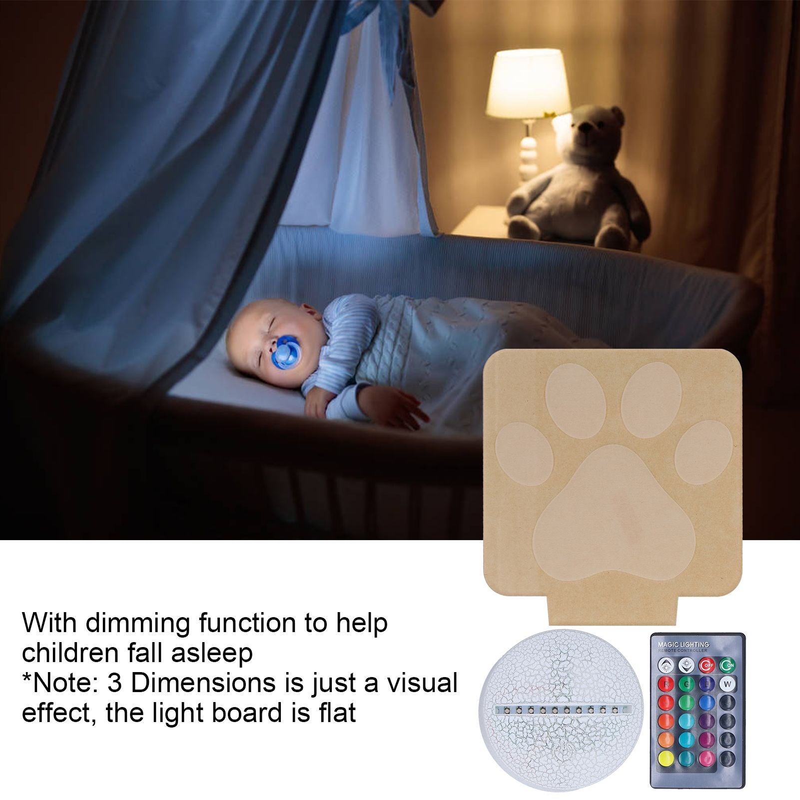 LED Night Light 16 Colors Four Lighting Modes Remote Control 3 Dimensions Little Feet Night Light for Kids V1294-YM0523-3119210265811