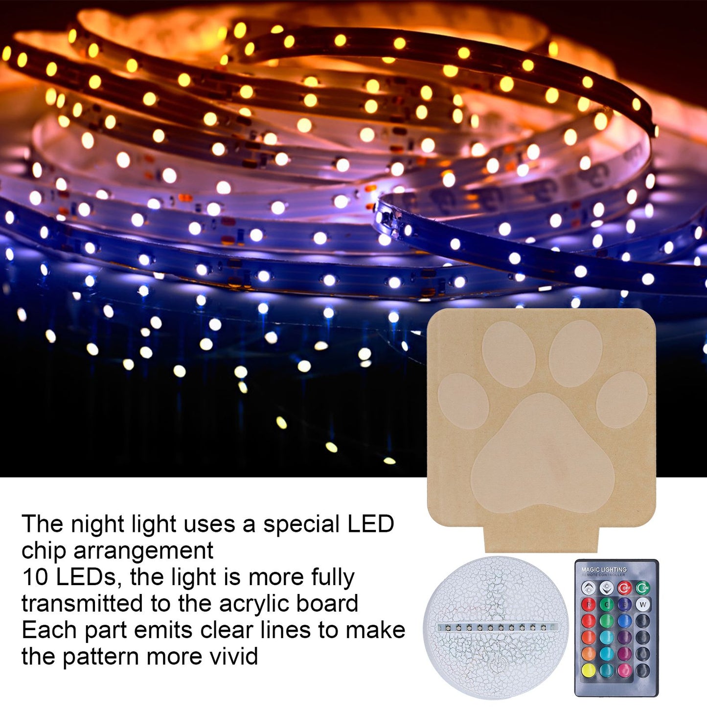 LED Night Light 16 Colors Four Lighting Modes Remote Control 3 Dimensions Little Feet Night Light for Kids V1294-YM0523-3119210265811