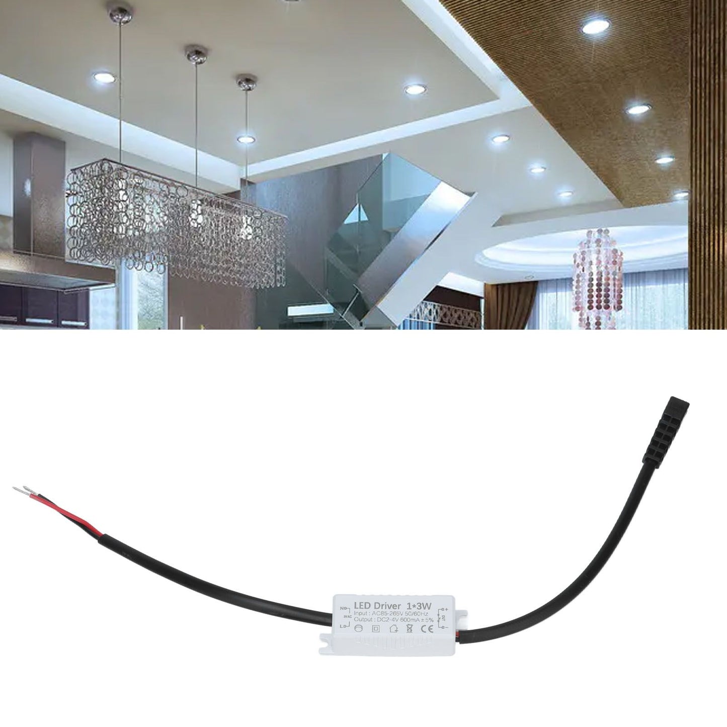 LED Driver AC 85-265V to 2-4V DC Power Supply Transformer Adapter for LED Strip Lighting V1294-YM0523-3119210266011
