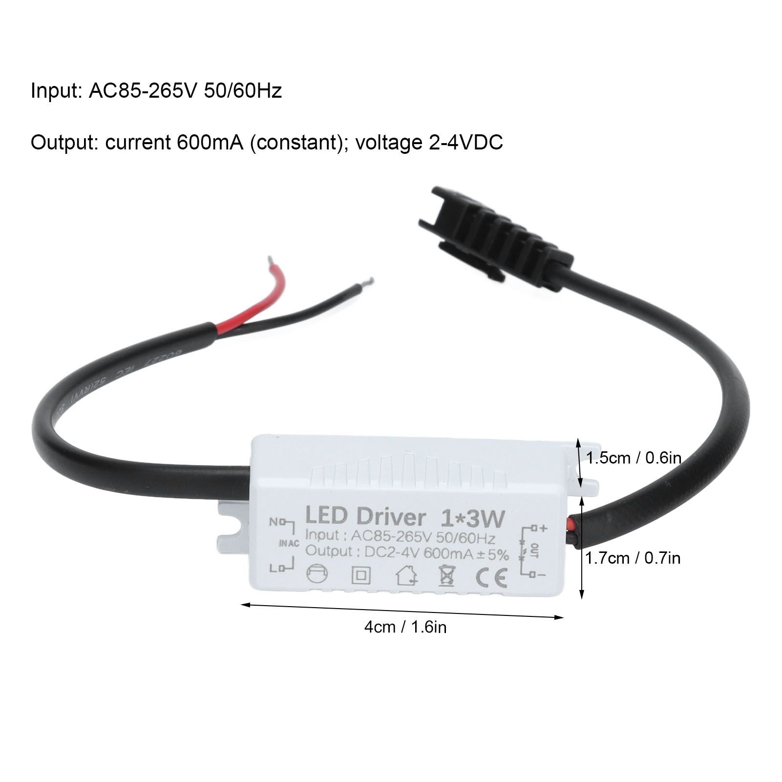 LED Driver AC 85-265V to 2-4V DC Power Supply Transformer Adapter for LED Strip Lighting V1294-YM0523-3119210266011