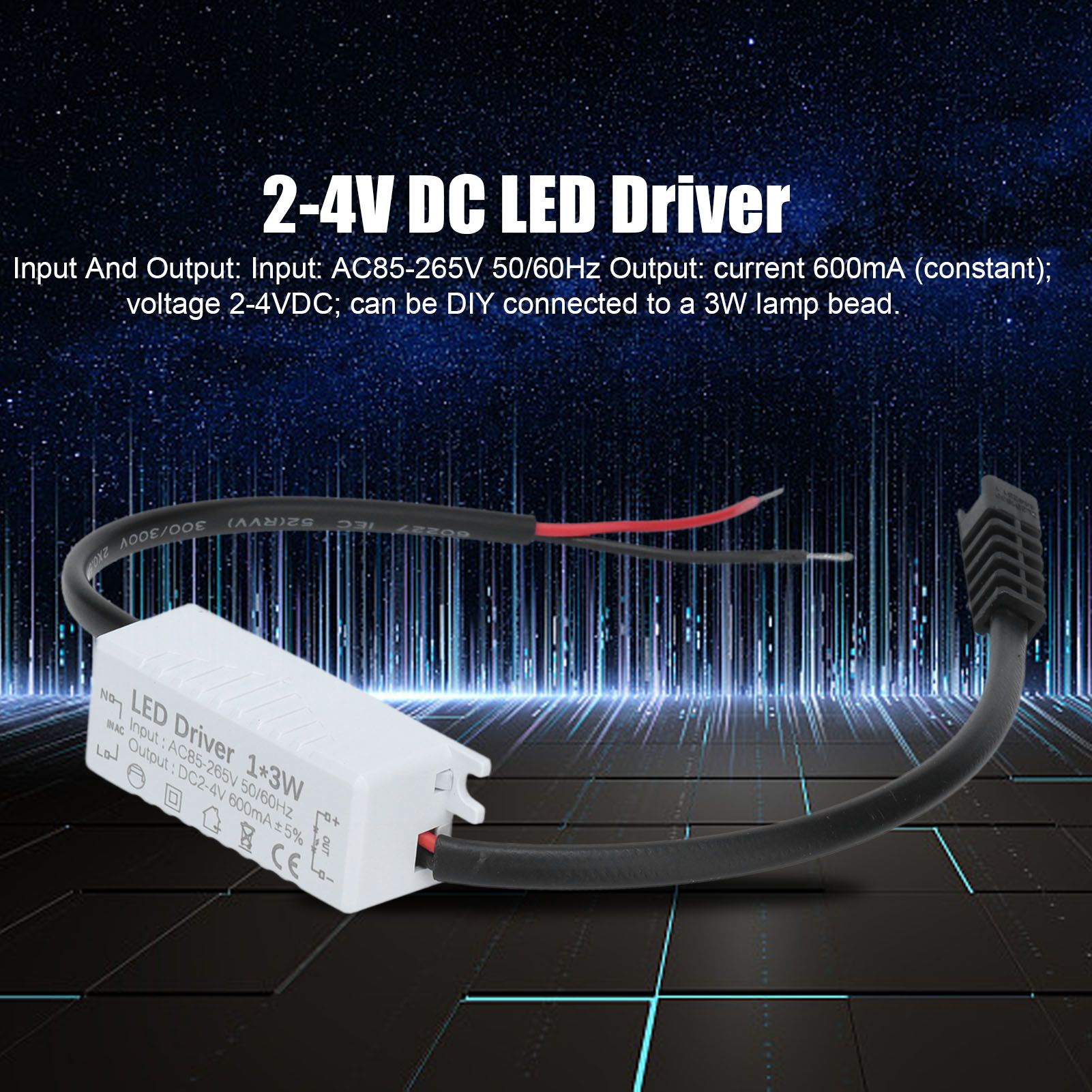 LED Driver AC 85-265V to 2-4V DC Power Supply Transformer Adapter for LED Strip Lighting V1294-YM0523-3119210266011